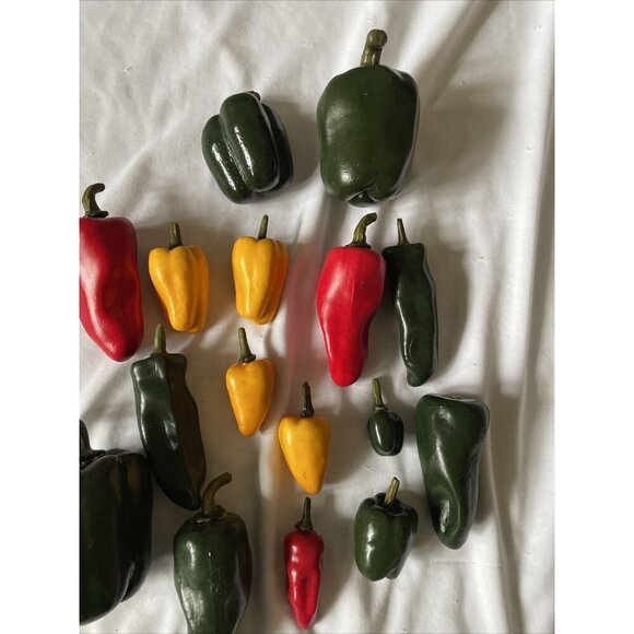 Set Of Decorative Faux Peppers In Red Yellow & Green - Picture 14 of 14